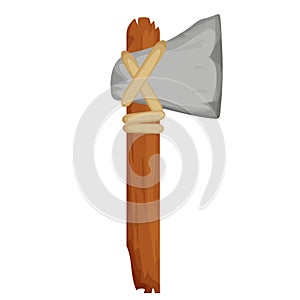 Stone age prehistoric axe or hummer isolated on white background stock vector illustration. Caveman tool, weapon, detailed object