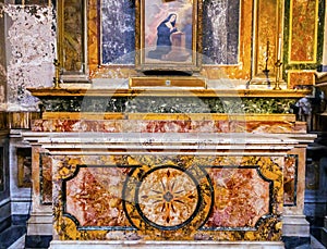 Stone Altar SS Vincenzo E Anastasio Church Rome Italy photo