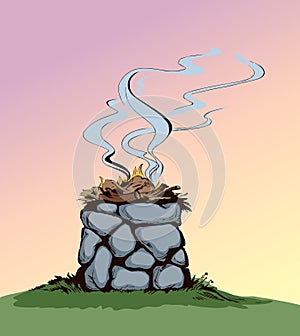 Stone Altar. Vector drawing