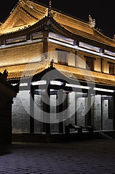 Stone ancient historical fort wall and building Chinese traditional Xian