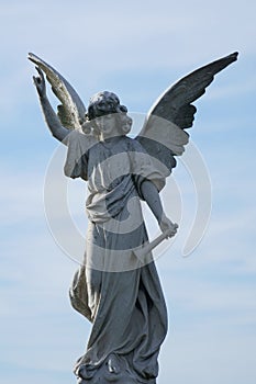 Stone angel statue on historic cemetery