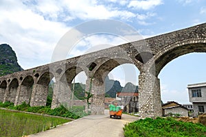 Stone aqueduct,Guangxi,China photo