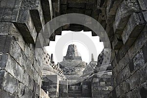 stone arch Borobudur temple architecture java indonesia