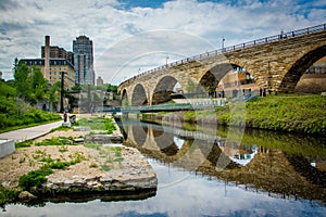 The Stone Arch Bridge, in downtown Minneapolis, Minnesota.