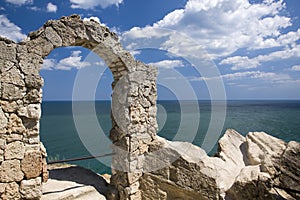 Stone arch at cape Kaliakra, Bulgaria photo