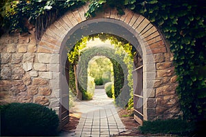 Stone arch entrance wall