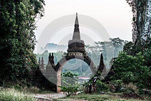 Stone Arch Gate of Khao Na Nai Luang Dharma Park in Surat Thani