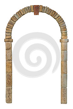 Stone arch isolated on white background photo