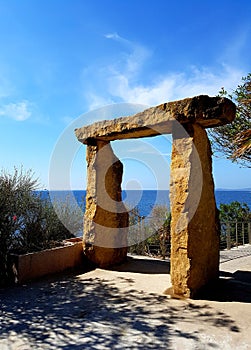 Stone arch and panoramic sea view
