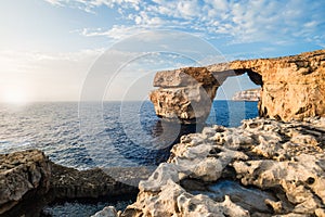 Stone Arch, rock formation on a sea coast, summer time.