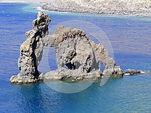 The stone arch Roque de Bonanza at El hierro coast, Canary Islands, Spain