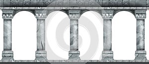 Stone arch vector illustration, marble ancient Roman colonnade, Greek antique pillars isolated on white.