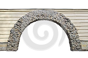Stone arch in the wall isolated on white background