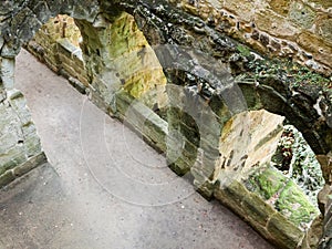 Stone arches and vaults in a ruined castle