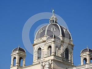 Stone architecture of house facades and monuments, Vienna, Austria