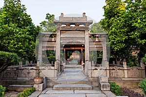 Stone archway and courtyard at Historic Great Mosque in Chinese style at Muslim Quarter