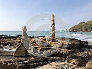 Stone art along the coast of Koh Samed