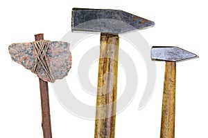 Stone ax and two hammers