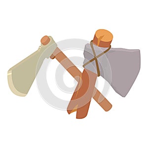 Stone axe icon, isometric style