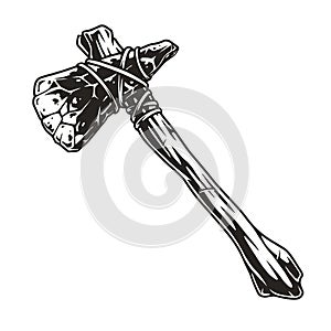 Stone axe monochrome vintage emblem
