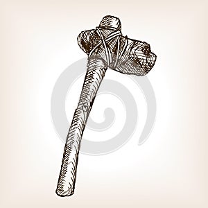 Stone axe sketch style vector illustration