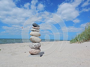 Stone balance on the beach