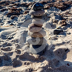 Stone balance on the beach