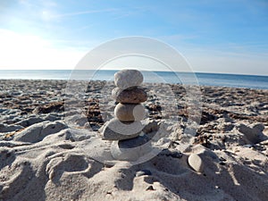 Stone balance on the beach