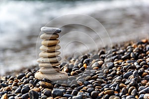 Stone balance in sunrise