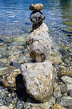 Stone balance via sea view