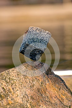 Stone balancing by the river
