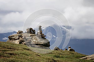 Stone balancing sculptures