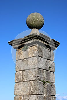 Stone ball on square pillar at Sunderland Point