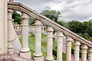 Stone balustrades with granite railings.