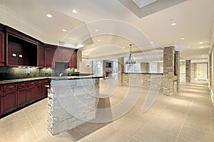 Stone bar and kitchen in basement