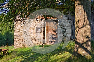 Stone barn in Biele Vody settlement in Polana mountains