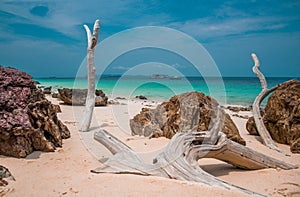 Stone beach around Ta-Yai Beach on Koh Lan Island, Pattaya, Thailand