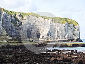 Stone beach and cliff on english channel