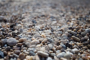 Stone beach on the shore of lake Baikal