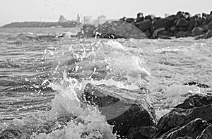 Stone beach in stormy weather 2