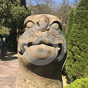 A stone beast statuary