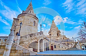 The stone beauty of Fisherman\'s Bastion, Budapest, Hungary