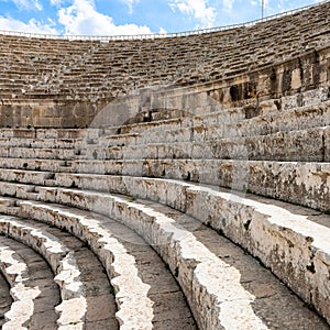 Stone beches of Large South Theatre in Jerash