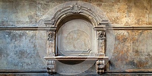 Stone bench against wall