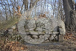 Stone bench in Faxon Park, Quincy MA