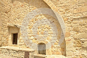 Stone bench in Girona village