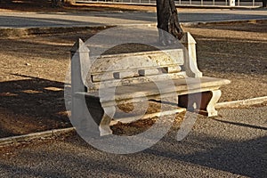 Stone bench on PraÃÂ§a do ImpÃÂ©rio, Belem photo