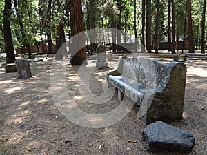 Stone Bench in Yosemite Cemetery, Yosemite National Park