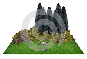 Stone bird bath in the park