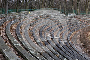 The stone bleachers at the stadium